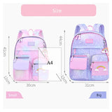 Charming Children's School Backpack: A Delightful Pink and Purple Bookbag for Girls, Perfect for Elementary School