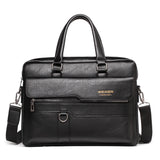 High-Quality Men's Briefcase, Famous Brand, PU Leather, Shoulder Messenger Bag, Office Handbag, Fits 14-inch Laptop