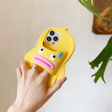 Adorable 3D Duck with Slipper Design Silicone Case for iPhone 11 to 15 Pro Max, Fun Cartoon Style