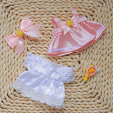 Labubu Doll Sakura Dress Outfit Set – 17cm Doll Clothes with Bow Hairpin, Magic Wand & Four-Piece Accessories for Stylish Play