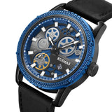 RUIMAS Luxury Men's Leather Band Quartz Watch: Big Dial Moda Style, Waterproof, Sport Military