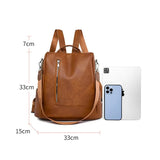 Stylish Small Leather Backpack for Women: Perfect for Casual Travel and School, Features Anti-Theft Design and Ideal for Carrying iPads