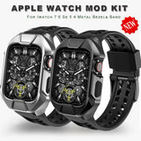 Luxury Metal Case and Rubber Band Kit for Apple Watch Series 7 (44mm/45mm) and iWatch SE 654