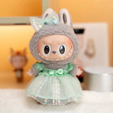 Labubu Doll Sequined Gauze Dress Set – 7 Color Options with Bow Detail for 17cm Plush Dolls, Dress-Up Accessories for Stylish Displays