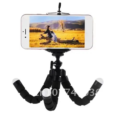 Flexible Octopus Tripod Bracket Holder with Smartphone Clip Monopod Stand, Compatible with all Mobile Phones