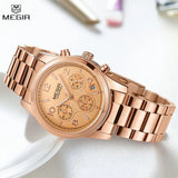 MEGIR Stylish Women's Stainless Steel Quartz Watch: Fashionable, Elegant, and Casual