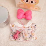Labubu Idol Doll Big Bow Dress Set – 17cm Plush Outfit with Doll Collar, Rabbit Hanging Charm & Three-Piece Accessories for Cute Styling