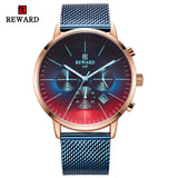 Men's Luxury Chronograph Watch - Bright Color Glass, Top Brand, Stainless Steel Business Wristwatch