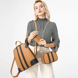 Luxury Brown PU Leather Women's Fashion Backpack Set: Includes Shoulder Bag, Card Bag, and Crossbody Bag - Perfect Women's Gift