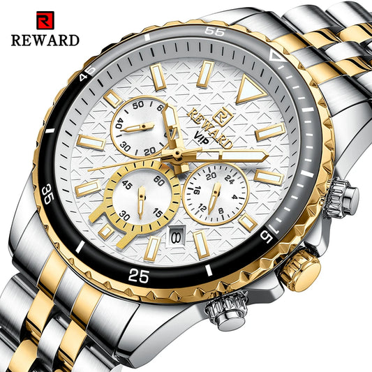 Men's Luxury Quartz Watch - Stainless Steel, Waterproof Wristwatch with Luminous Dial and Calendar Function