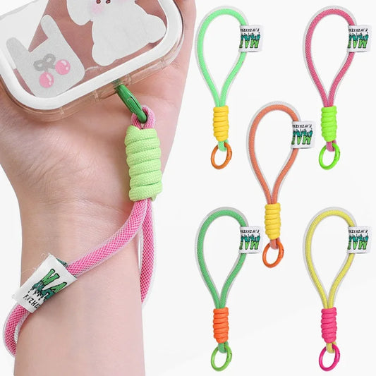 Korean Ins Candy Double Color Mobile Phone Lanyard Key Chain Universal Wrist Straps Phone Case Accessories Keycord Hanging Rope