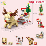 6-in-1 Christmas Building Blocks Set Featuring Santa Claus, Elk, Deer, Snow House, Xmas Tree, Ideal Toy Gift for Children