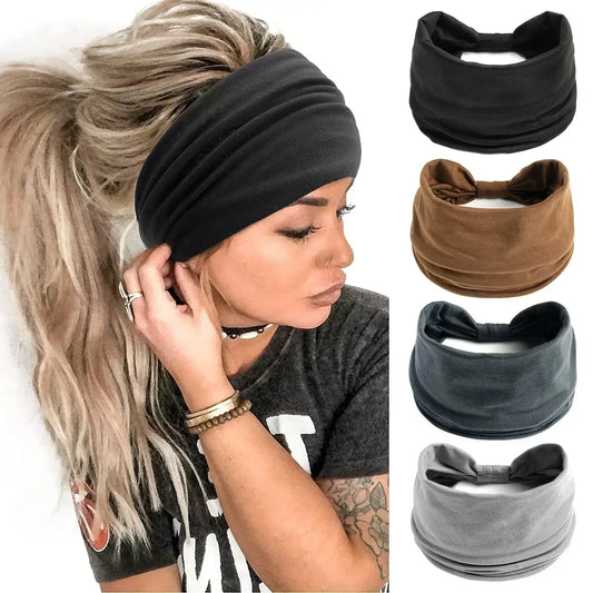 Wide Headbands: Vintage Knot Elastic Turban for Women and Girls