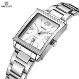 MEGIR Women's White Watch: Luxury Brand, Waterproof, Stainless Steel Bracelet, Stylish Wristwatch