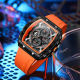 CURREN Men's Square Quartz Watch: Silicone Strap, Auto Date, Casual Chronograph, Waterproof, Luminous, Male Timepiece