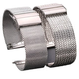 Stainless Steel Milanese Loop Watch Strap – Sleek Silver & Black Replacement Bracelet for Men & Women | 16mm, 18mm, 20mm, 22mm