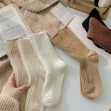 3 Pairs of Cashmere Wool Socks Set for Women: Winter-Thick, Warm in Black and White, Solid Color