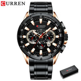 CURREN Luxury Men's Casual Chronograph Wristwatch, Stainless Steel Quartz Timepiece, Creative Male Watch