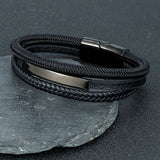 Men's Waterproof Steel Wire Bracelet – Fashion Braided Leather with Non-Fading Stainless Steel | Creative Jewelry Gift