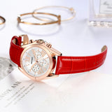 MEGIR Women's Luxury Watch: Elegant Leather Wristwatch, Waterproof Quartz,