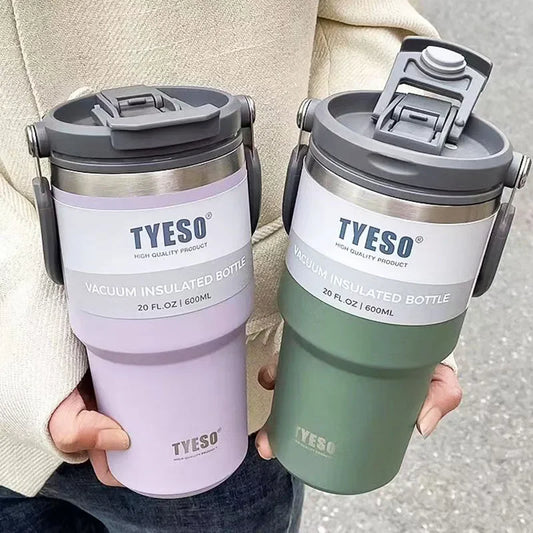 Tyeso Stainless Steel Coffee Cup: Portable Vacuum Thermos Bottle, Insulated Mug for Hot or Cold Drinks