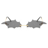 Trendy Bat-Shaped Sunglasses for Women: Rimless Bat-Shaped Sun Glasses with Vintage Black Mirror Shades and Metal Frame