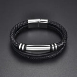 Men's Fashion Stainless Steel Leather Bracelet – Magnetic Clasp with Braided Multilayer Leather | Punk Rock Bangle Jewelry Gift