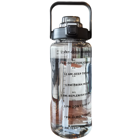 2 Liter Water Bottle with Straw: Portable Travel Jug for Fitness, Biking, and Summer Hydration, Includes Time Marker