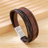 Men's Vintage Multilayer Leather Bracelet – Punk Style Bangle | Male Jewelry Gift