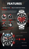 MEGIR Luxury Waterproof Business Watch: Calendar Quartz, Stainless Steel Chronograph