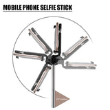 Adjustable Telescopic Tripod with Phone Holder Clip for Selfie Sticks, Constructed from Durable Aluminum, Compatible with All Smartphones