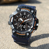 SMAEL Luxury Military Sport Watch for Men: Waterproof, Dual Display Digital Wristwatch with PU Strap