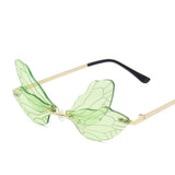 Wave-Inspired Rimless Dragonfly Sunglasses for Women - Luxury Trending Narrow Sun Shades