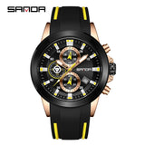 Stylish Waterproof Quartz Watch with Date, Stopwatch, and Fluorescent Round Dial for Men