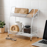 Double Layer Iron Storage Rack: Cosmetic Makeup Organizer, Kitchen Spice Basket, Metal Seasoning Holder, Bathroom Desktop Shelf