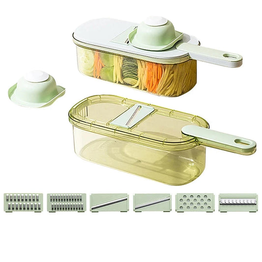 Versatile Vegetable Chopper with Basket, Shredder, Fruit Slicer, Potato Cutter, and Carrot Grater