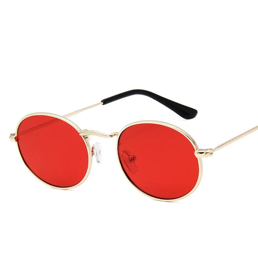 Unisex Oval Sunglasses - Luxury Retro Metal Frames with Vintage Mirrored Lenses and UV400 Protection