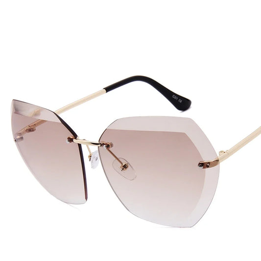 Women's Retro Gradient Rimless Sunglasses Vintage Style for Women and Men UV400 Protection