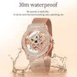 LIGE Diamond Women's Waterproof Watch: Rose Gold Luxury, Waterproof, Creative Hollow Clock Bracelet