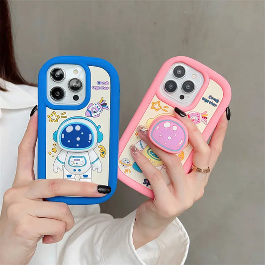 Cute 3D Astronaut and Rocket Silicone Phone Case for iPhone Max 11-14 Pro Max