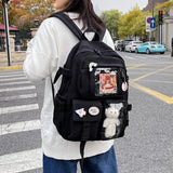 Cute Nylon School Backpack for Girls: Multi-Pocket Design, Ideal for Carrying Laptops and Books