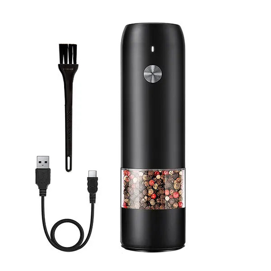 Automatic Rechargeable Electric Pepper & Salt Grinder – One-Hand Operation Mill for Effortless Seasoning