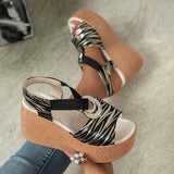 Women's Chunky Summer Sandals – Thick Sole Wedge Heels with Hollow-Out Platform Gladiator Style