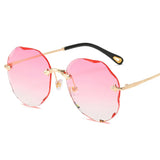 Stylish Vintage Round Cut Rimless Sunglasses for Women - Gradient Lenses, Fashionable Female Eyewear