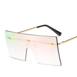 Luxury Oversized Rimless Sunglasses for Women with Metal Gradient Lenses - Fashionable UV400 Eyewear Shades