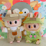 Labubu Doll Animal Overalls Fashion Set – Cute White Shirt, Hat & Outfit Accessories for 17cm Plush Dolls