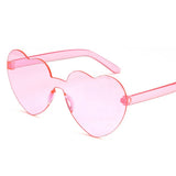 Single Love Heart Lens Sunglasses for Women - Transparent Plastic Frame, Clear Candy-Colored Sun Shades for a Stylish Look