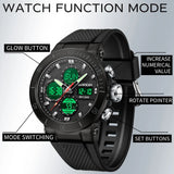 Luxury Men's Sports Watch - Waterproof Quartz Chronograph with Digital Date & Week Display