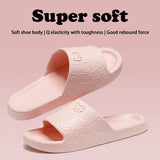 Summer Cartoon Cat & Bear Slippers: Thick Platform, Non-Slip for Women & Men at Home or Beach