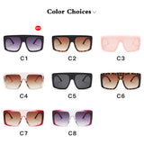 Luxury Oversized Sunglasses for Women - Big Frame with Large Flat Top, Square Gradient Shades